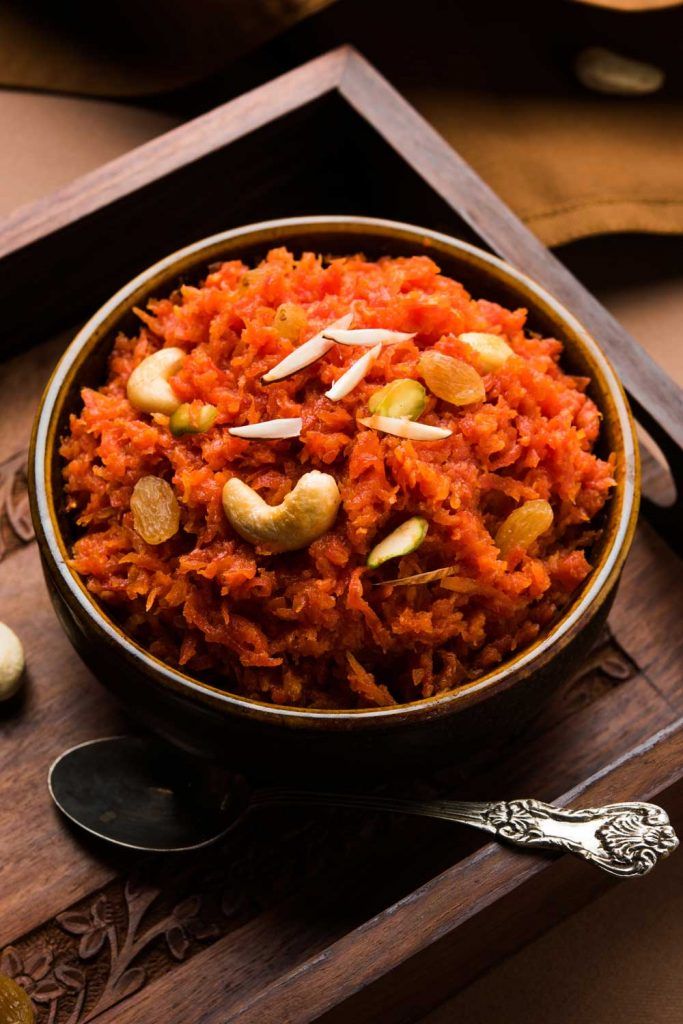 carrot halwa in a pot image